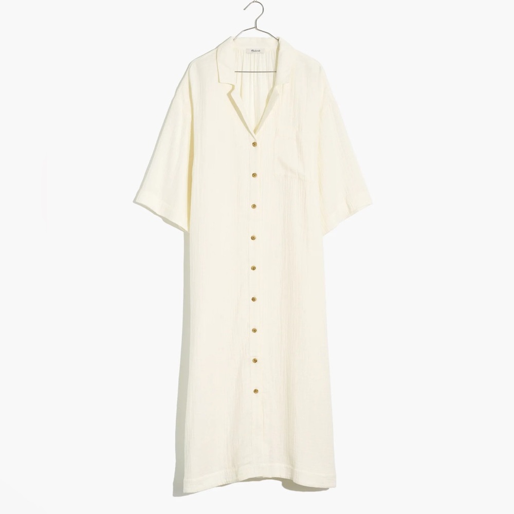 🆕 Madewell Lightestspun Cover-Up Maxi Shirtdress white